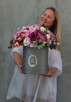 flowerbox Bella Pink & Violet, kompozycja kwiatowa, wys.45cm