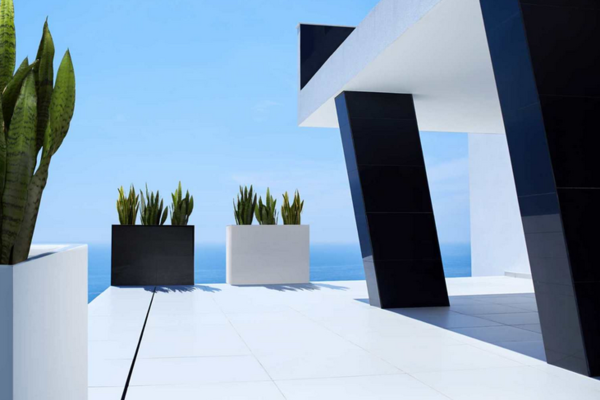 Fiberglass Fiber donica Rectangle White 74x28x92cm