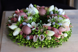 dekoracyjny wielkanocny wianek na drzwi, Różowe Pisanki 2, śr.38cm