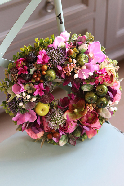 dekoracyjny wianek na drzwi, Violett Garden, śr.25cm 