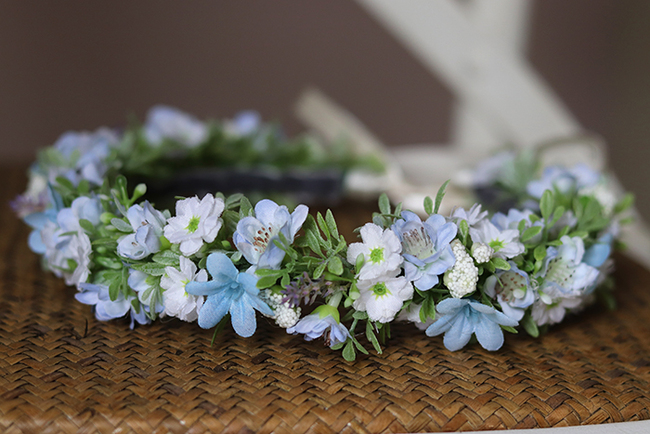 wianek komunijny biało niebieski