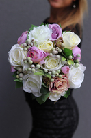 Arkadia 2, flowerbox z fioletowo-białymi kwiatami, wys.27cm 