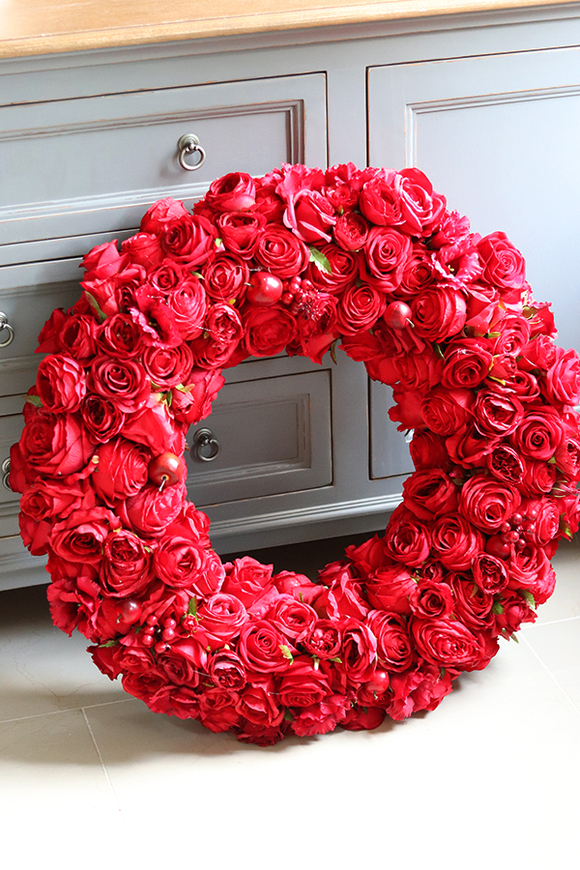 bardzo duży czerwony wieniec, Red Fire, śr.72cm