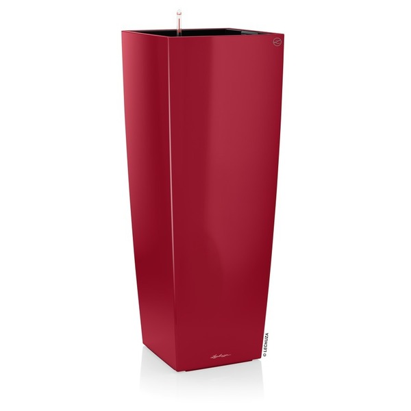 Cubico Alto Premium, elegancka donica z nawadnianiem, czerwona, wys.105cm