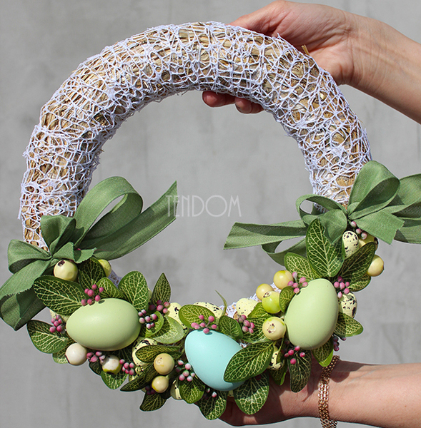 dekoracyjny wianek wielkanocny Koronkowy 7, śr. 30cm