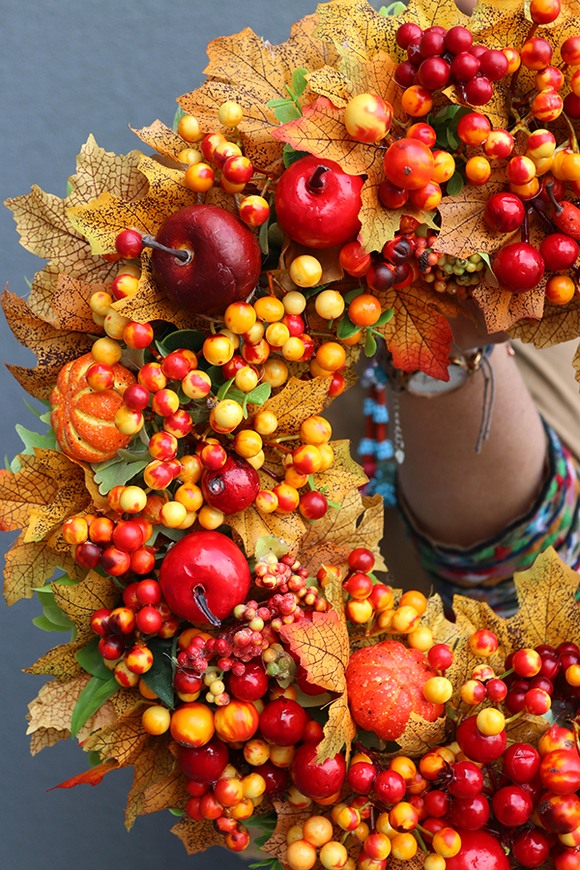 dyniowy wianek na drzwi, Jesienne Żniwa, śr.44cm 