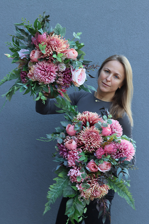 Astry, komplet dekoracji nagrobnych, bukiet & kompozycja