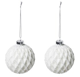 Reliano, bombki świąteczne, białe, kpl.2szt, śr.8cm
