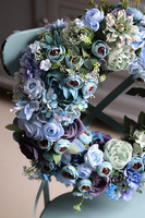 bogaty wianek na drzwi, Caryca Blue New, śr.43cm