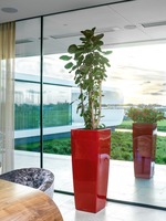 Cubico Alto Premium, elegancka donica z nawadnianiem, czerwona, wys.105cm