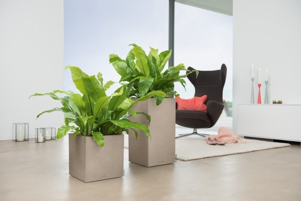 Canto Stone, elegancka donica z nawadnianiem, beż, wym.14x14cm