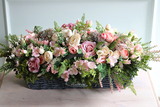bogaty kosz z różowymi kwiatami, Rosuna,wym.30x62cm 