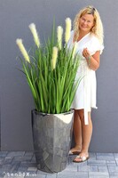 elegancka trawa w lustrzanej donicy, Silver Luck, wys.150cm