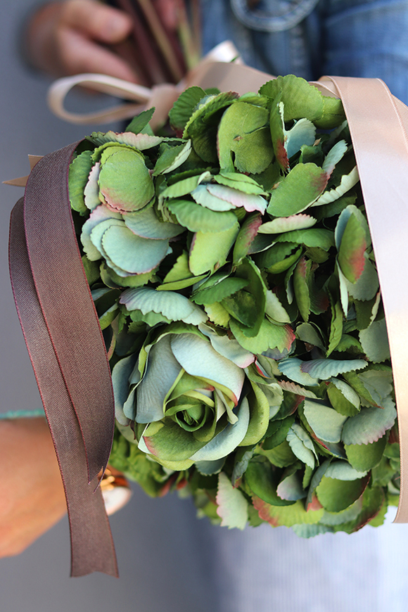 zielony bukiet róż i hortensji, Rosallia Green, dł.52cm