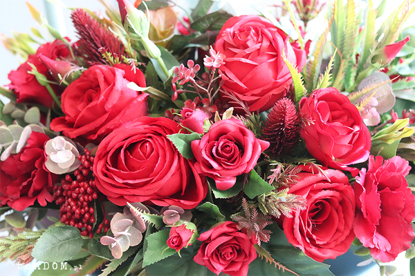 efektowna kwiatowa kompozycja, Red Fire New Design, wym.55x36x30cm