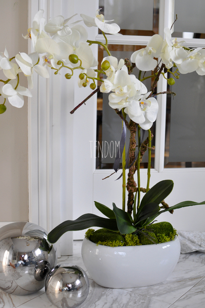 sztuczny storczyk w białej donicy White, wys.72cm
