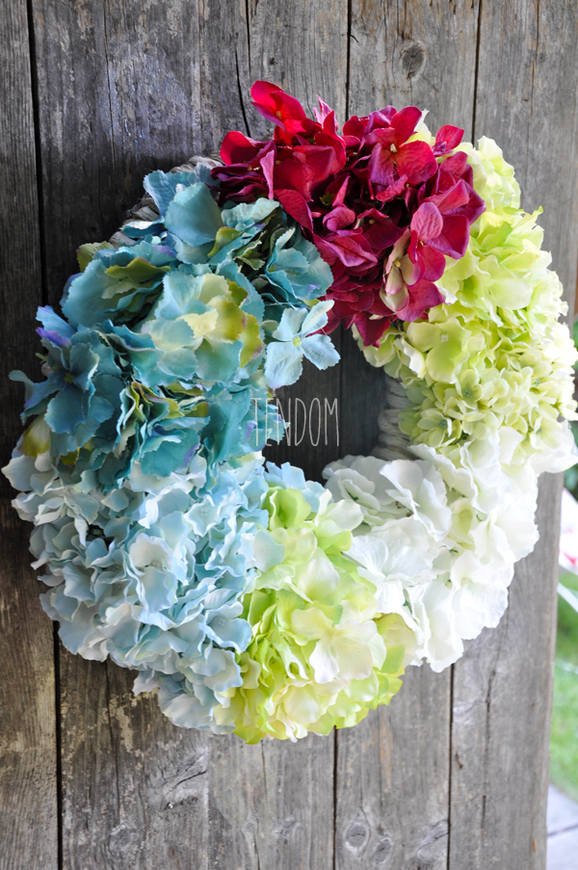 Hortensja Kolory wianek na drzwi, śr.38cm 