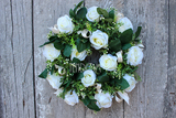 dekoracyjny wianek Biała Róża, śr.35cm