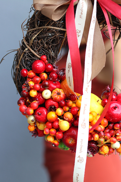 dekoracyjny owocowy wianek, Jesienny Sad, śr.27cm 