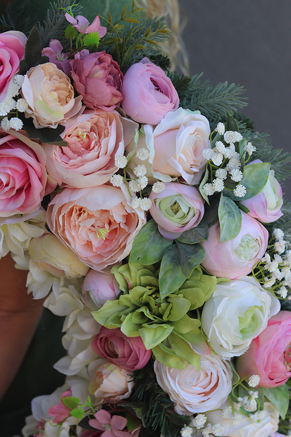 duży wieniec nagrobny, Różowy Anioł, śr. 66cm  