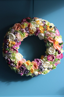 Bardzo duży dekoracyjny wianek wiosenny Kamasylvia, wym.58cm