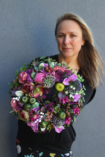 dekoracyjny wianek na drzwi, Violett Garden, śr.25cm 