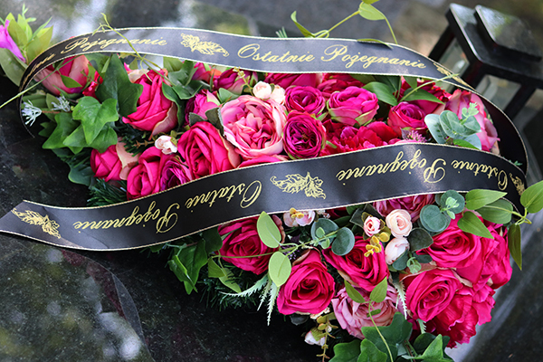 kompozycja / wiązanka pogrzebowa Tranquilla Amarant, dł.65cm 