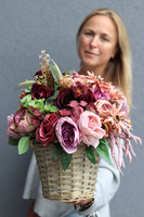 bogaty kosz z jesiennymi kwiatami, Gedottia, wym.37x34cm   