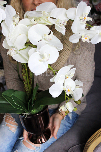 storczyk Gold II w złoto-miedzianej donicy, wys.70cm