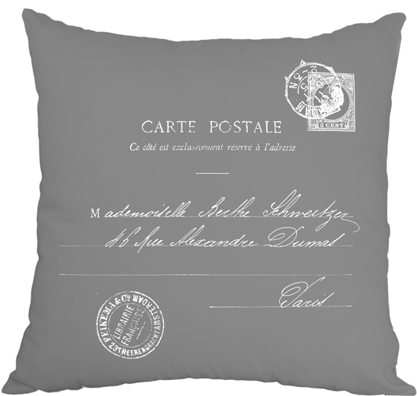 poduszka dekoracyjna szara Carte Postale 43x43cm