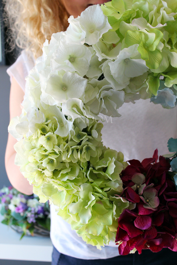 Hortensja Kolory wianek na drzwi, śr.38cm 