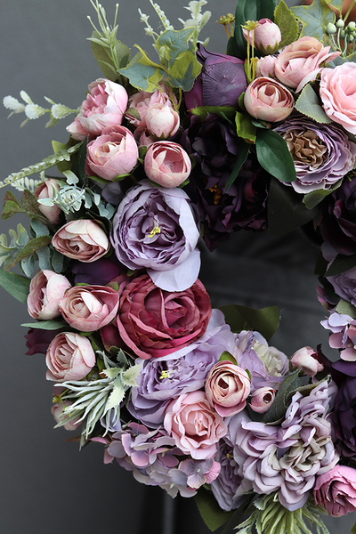 Caryca Fioletowa, efektowny wianek na drzwi, śr.43cm 