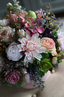 flowerbox w różowym pudełku w kropki, Spring Dekor, wys.36cm