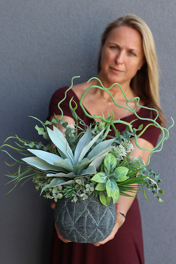 Mediterano, sukulenty, kompozycja ze sztucznych roślin, wys.46cm  