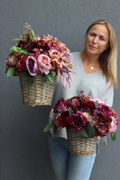 bogaty kosz z jesiennymi kwiatami, Gedottia, wym.37x34cm   