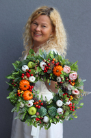 dyniowy wianek na drzwi, Jesień u Progu, śr.40cm