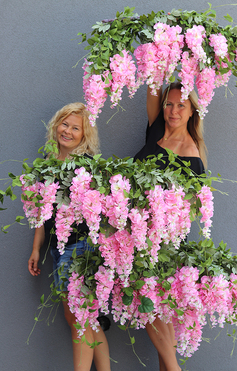 elegancka girlanda z różowymi kwiatami, Wisterianna Pink, dł.1m   