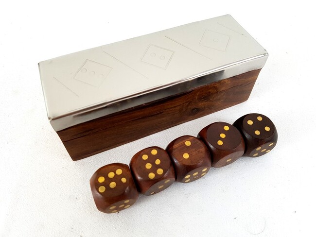 gra w kości w pudełku ze srebrnym wiekiem, Silver, wym.12.5X4.5x4.5cm