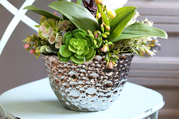 Kellano Cambra 2, biały storczyk w srebrnej donicy, wys.60cm