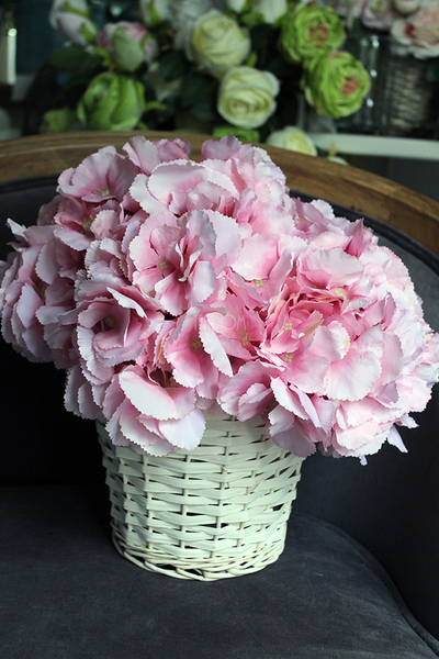 kosz różowych hortensji wys.35cm