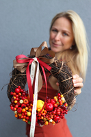 dekoracyjny owocowy wianek, Jesienny Sad, śr.27cm 