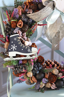 dekoracyjny zimowy wianek, Na Łyżwy, dł.39cm