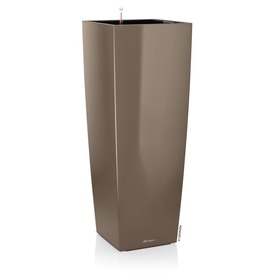 Cubico Alto Premium, elegancka donica z nawadnianiem, taupe, wys.105cm