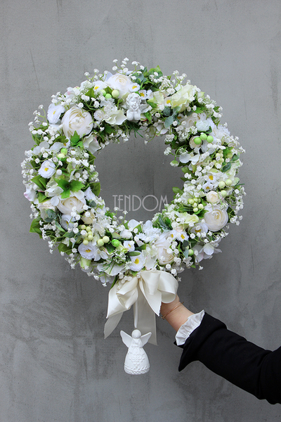 dekoracyjne wianki na drzwi / stroiki na stół / drzwi Pierwsza Komunia, śr. ok. 42,21,20,11cm