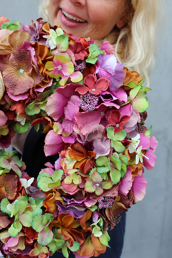 Jesienna Hortensja efektowny wianek na drzwi śr.38cm  