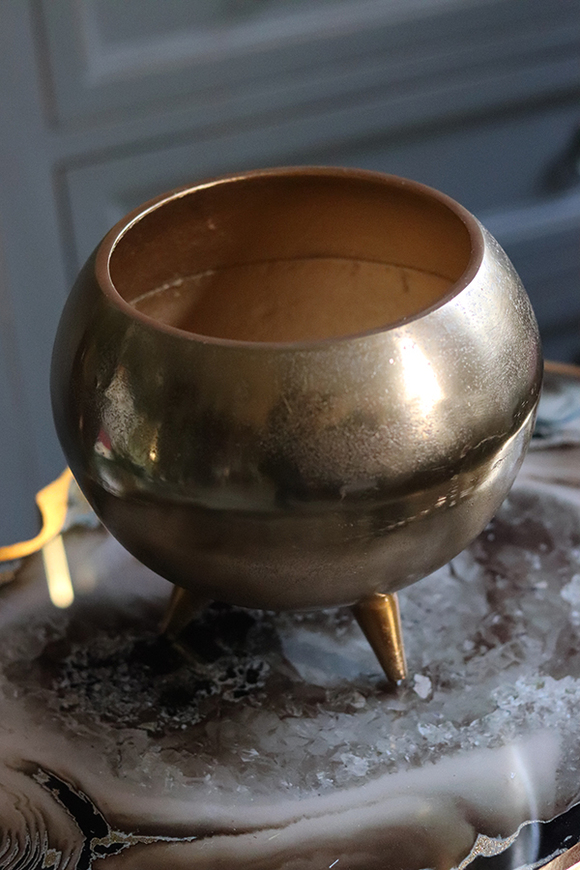 Lucida, efektowna złota osłonka na nóżkach, wym.22x14.5x18cm