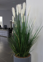 Matigio Grande, wieczne trawy w szarej donicy fiberglass, wym.195cm