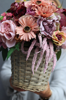 bogaty kosz z jesiennymi kwiatami, Gedottia, wym.37x34cm   