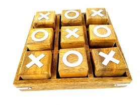 gra kółko i krzyżyk z drewna mangowego, wym.11.5x11.5x3.5cm