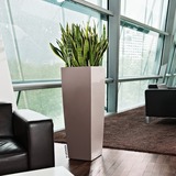 Cubico Alto Premium, elegancka donica z nawadnianiem, taupe, wys.105cm